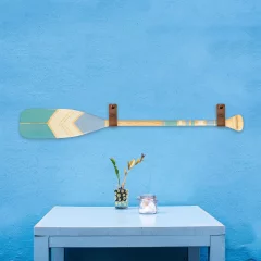 Pagaj John Paddle Ozdoba Kolorowy Malowany 120 cm WZ2 ze skórzanymi poziomymi zawieszkami